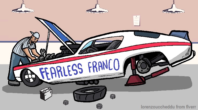 fearless franco board game hispanic mechanic working on car repair